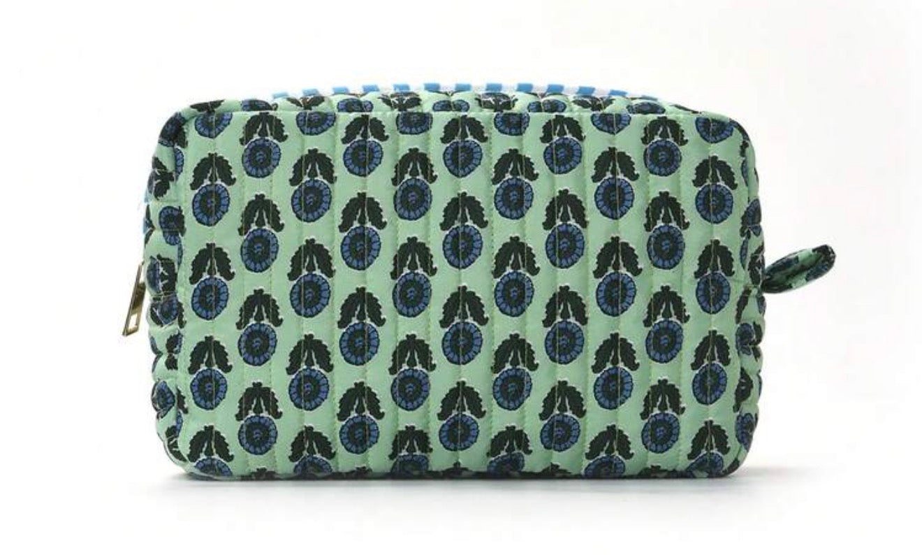 Seafoam Block print toiletry bag